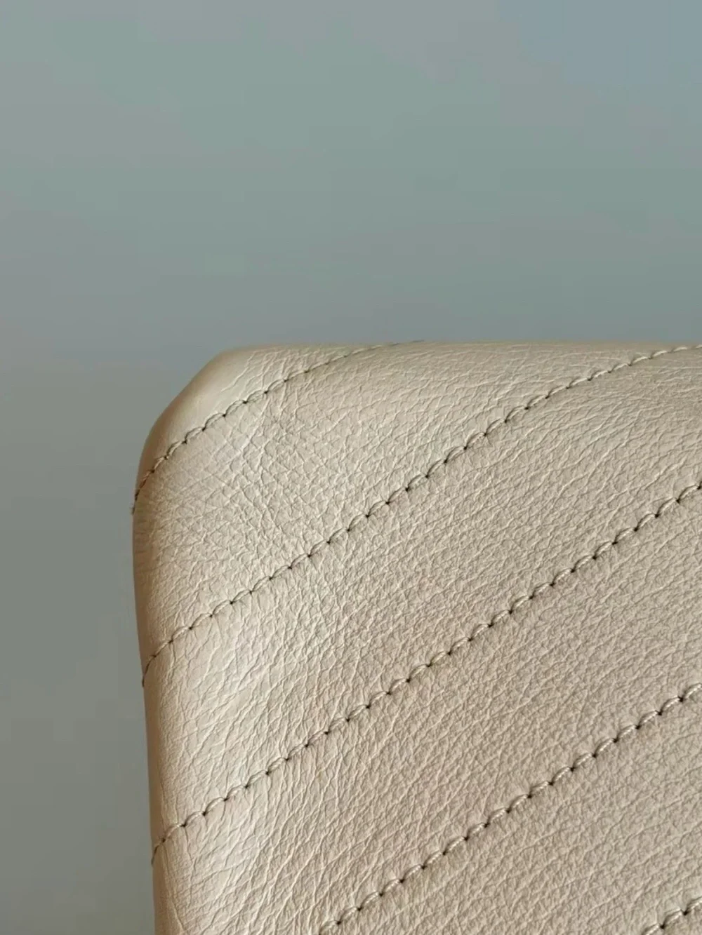 CHANEL Beige Chevron Quilted Top-Handle Satchel with Gold Hardware